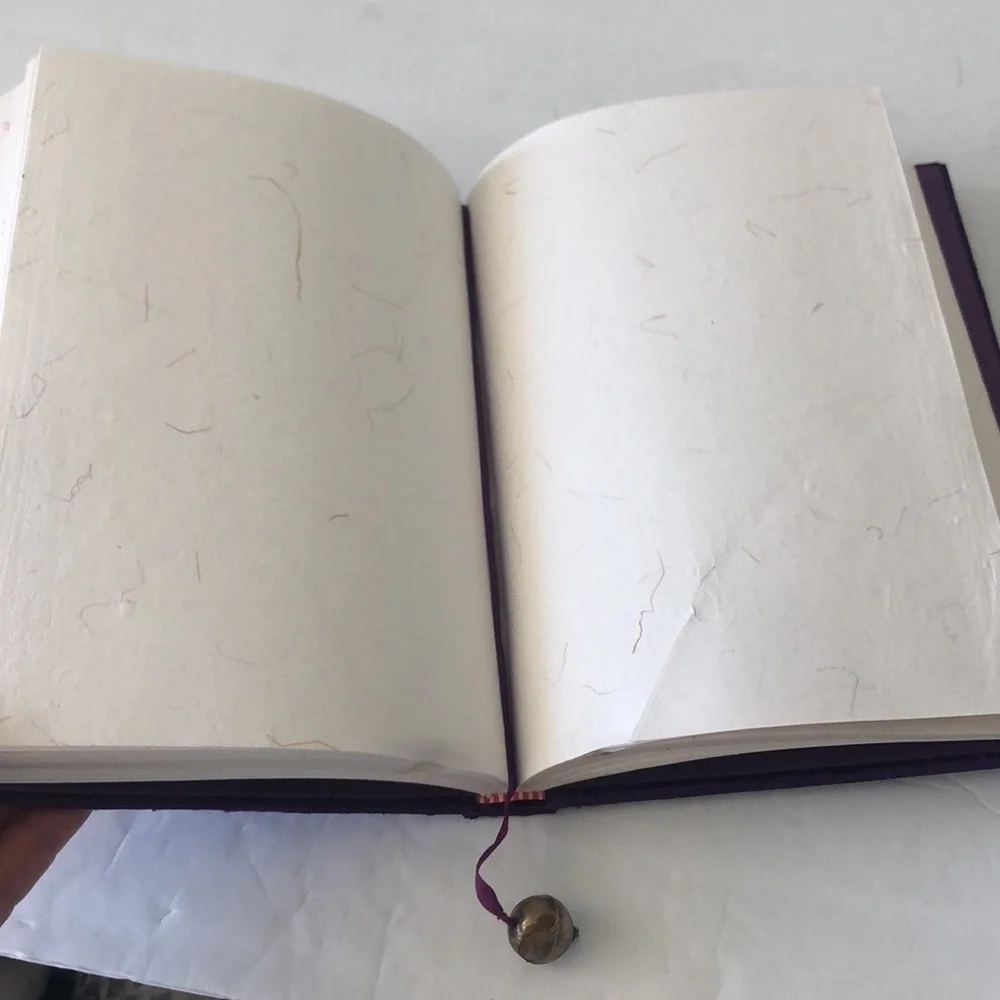 Unique Paperchase Vtg Purple Silk Blank Notebook W Round Mirrors Handmade